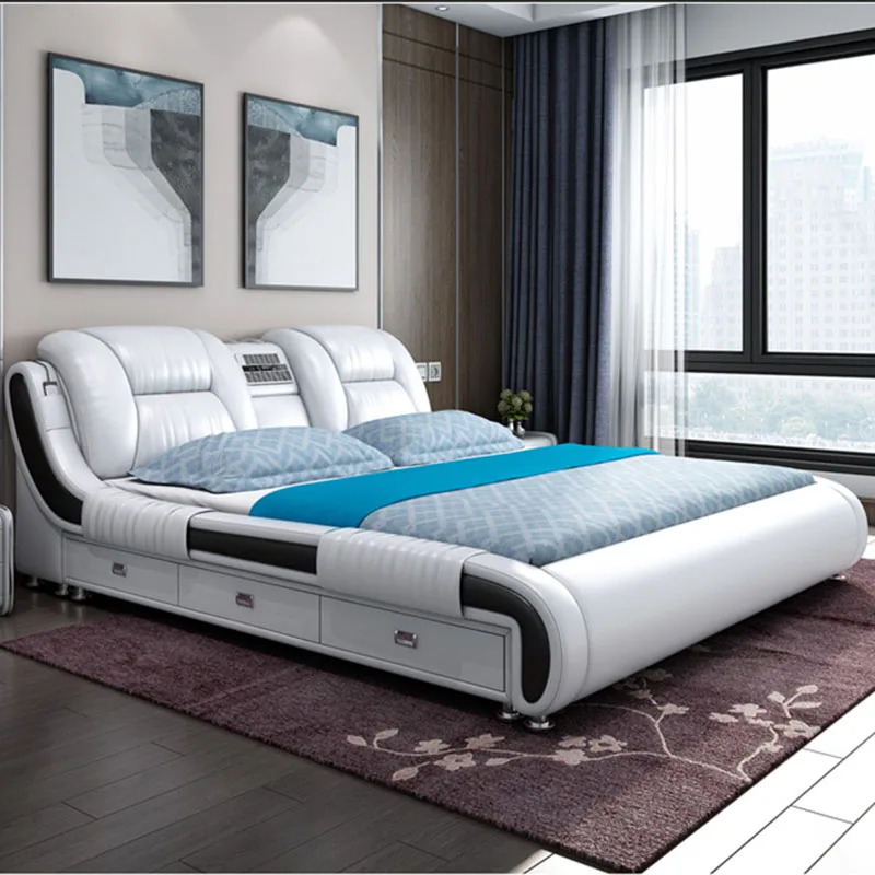 
Practical multifunction save space leather bed hot selling tatami storage bed multifunction bed with music box 