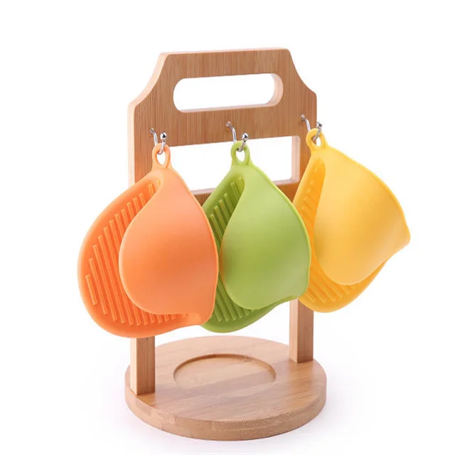 Amazon Hot Selling Heat Resistant Anti Slip Silicone Pot Holder Nonslip Durable Silicone Cooking Pinch Oven Mitts