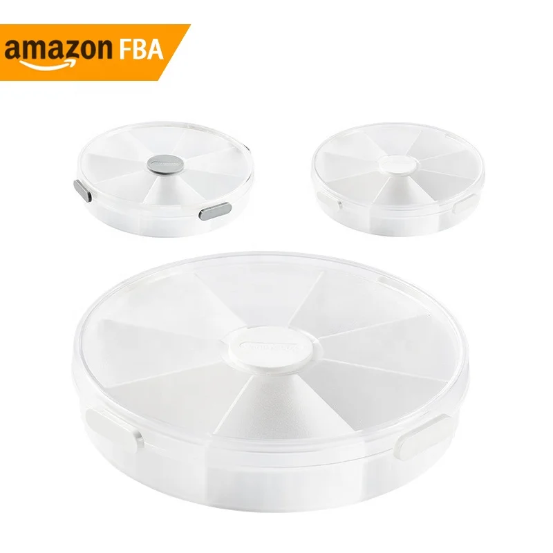 2024 Home And Kitchen Creative Divided Serving Platters Rotating Vegetable Tray With 8 Compartments Plastic Snack Serving Bin