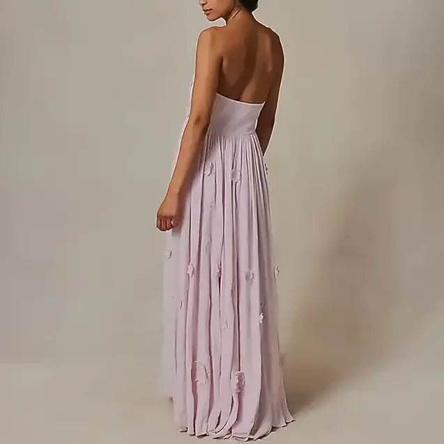 Clothing Manufacturers Custom Womens Casual Dress Ruffle Fashion Elegant Solid Color  Plus Size Long Dress