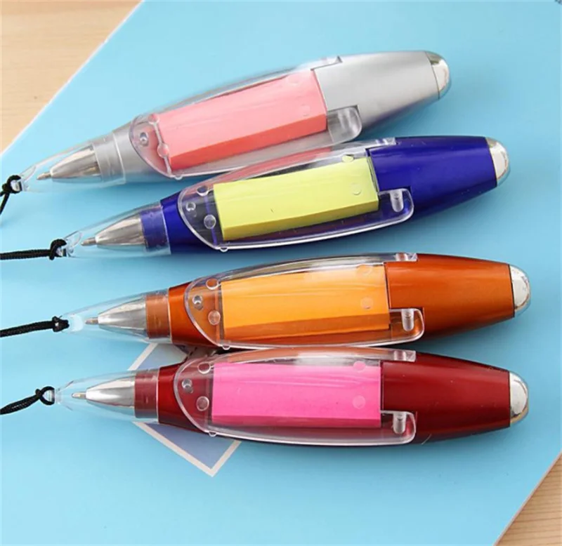 Factory Promotion multi-function color Lanyard with sticky note light pen LED light pen