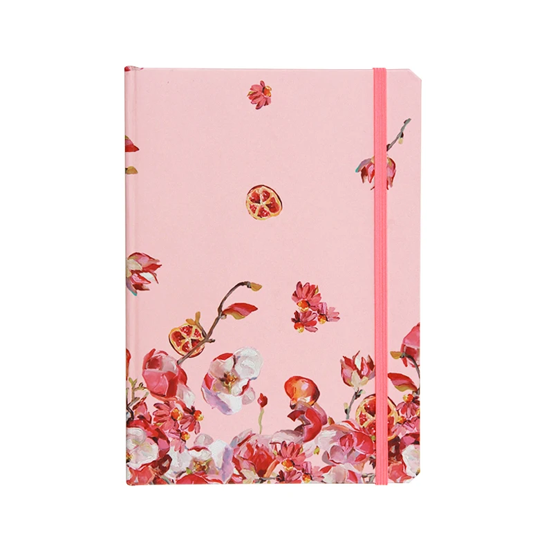 Pink Flower Art Paper Hardcover Thick Paper Sketchbook Drawing Paper Notebook with Elastic Band