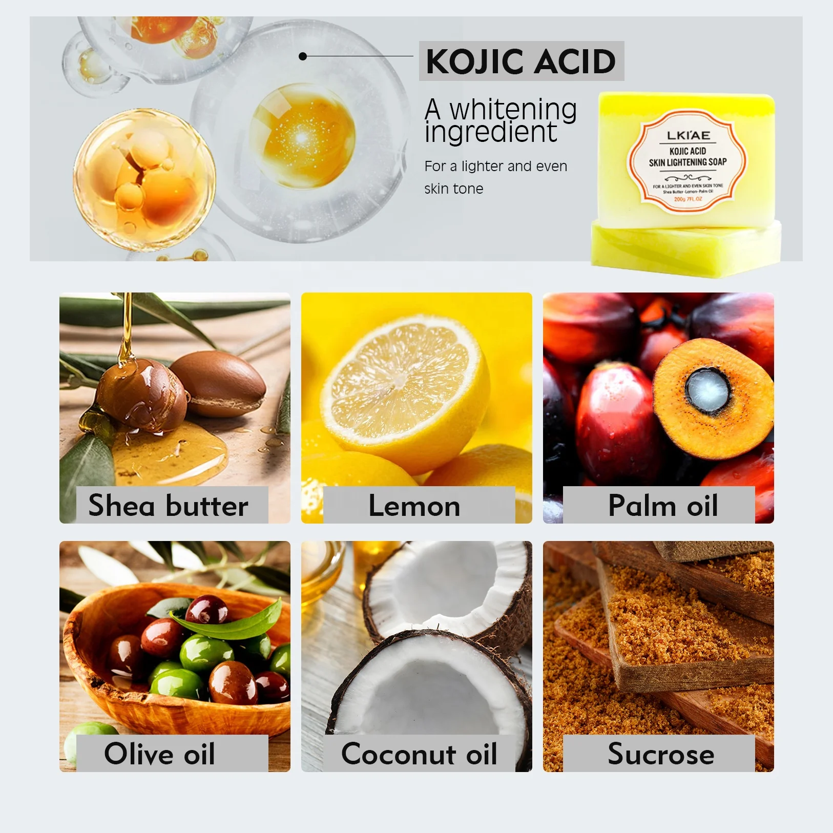 ailke Natural Glutathio Kojic Acid Lemon hyperpigmentation removal Whitening Soap With turmeric Vitamin C  E