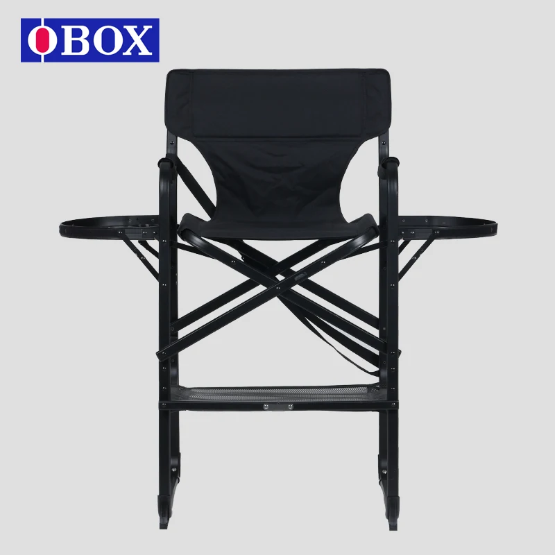 An aluminum folding chair and a special makeup chair for makeup artists perfect for outdoor use or in trendy studios