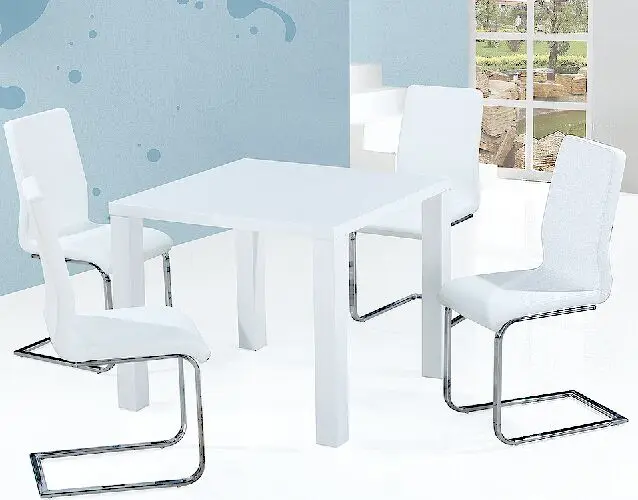 White MDF dining table set 4 chairs set (1600145382798)