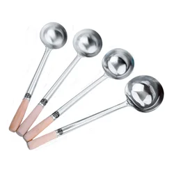 Stainless Steel Wok Ladle Spatula With Wooden Handle Kitchen Wooden Handle Ladle