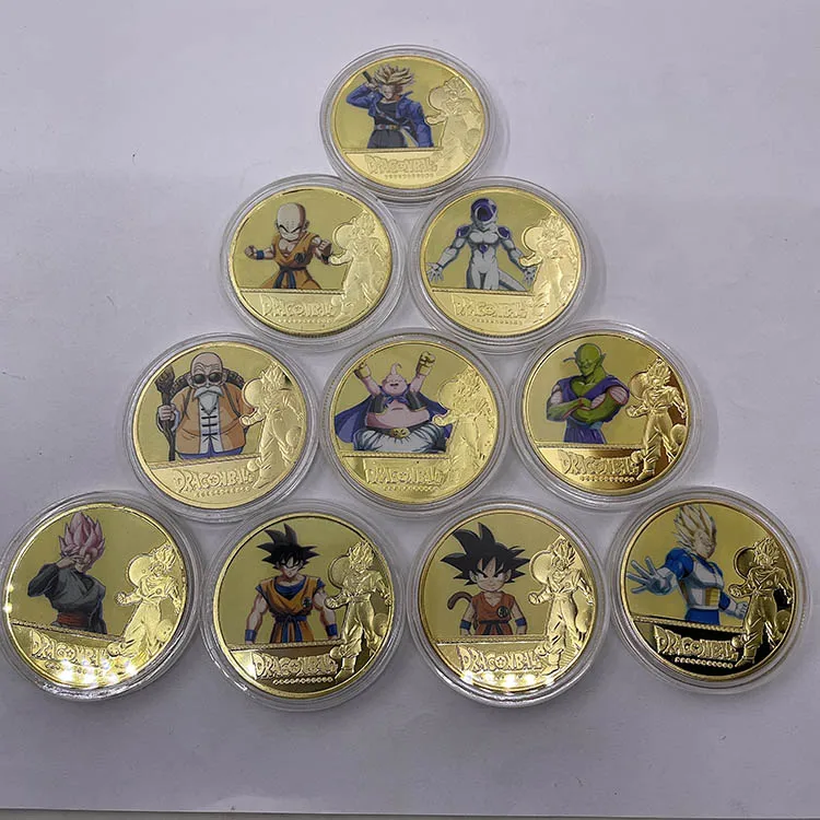 22 Designs Japanese Anime Metal Coin Dragon Ball Z Metal 3d Gold Coin Manufacturer