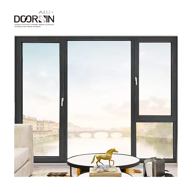 NFRC Certified Energy Saving Security Tilt Turn Windows Hurricane Impact Black Double Glazed Aluminum Windows
