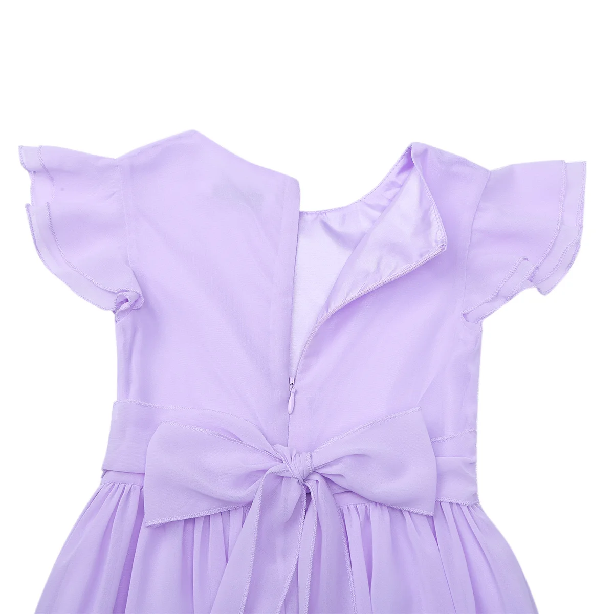 
Girls Chiffon Flutter Sleeves Princess Pageant Wedding Bridesmaid Birthday Party Long Dress 