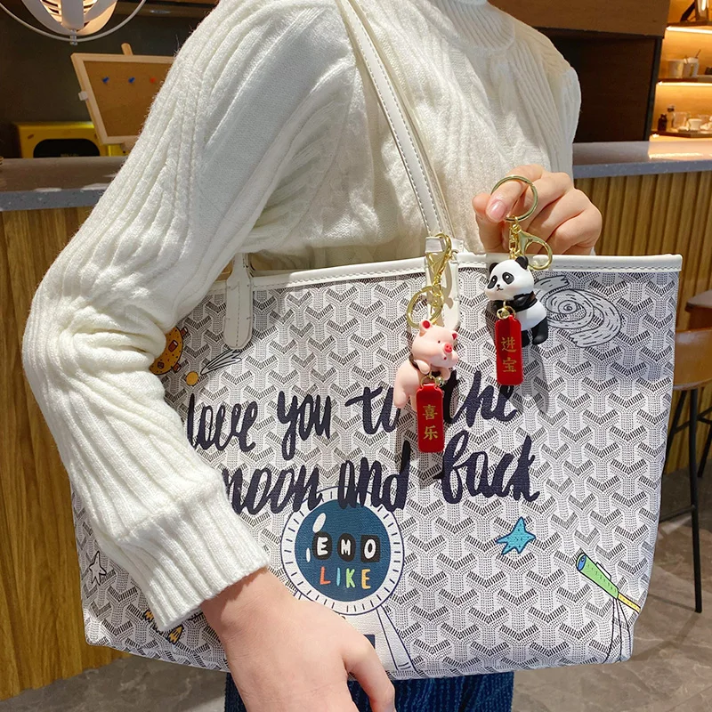 BaiMao wholesale lovely panda rabbit animal shaped  bag pendant decor chain door key ring hello kitty key chain