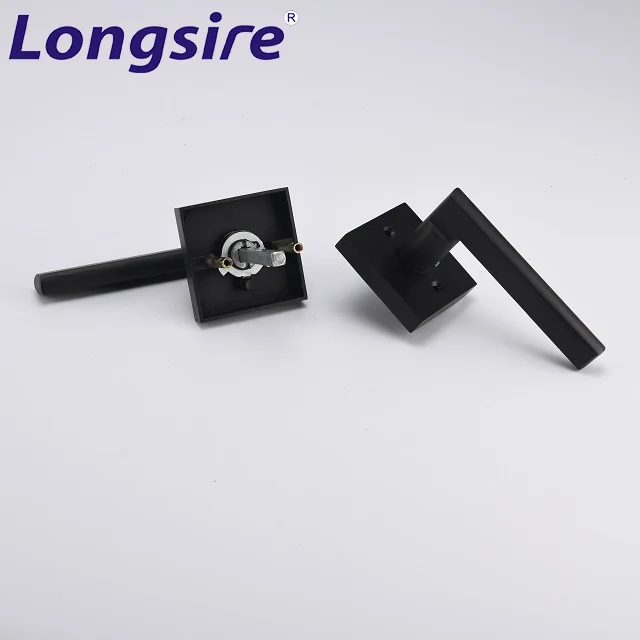 Modern Matt Black Zinc Alloy Tubular Keyed Entry Door Lever Handle Lock with Keys for bathroom/bedroom/passage/dummy Door Lock