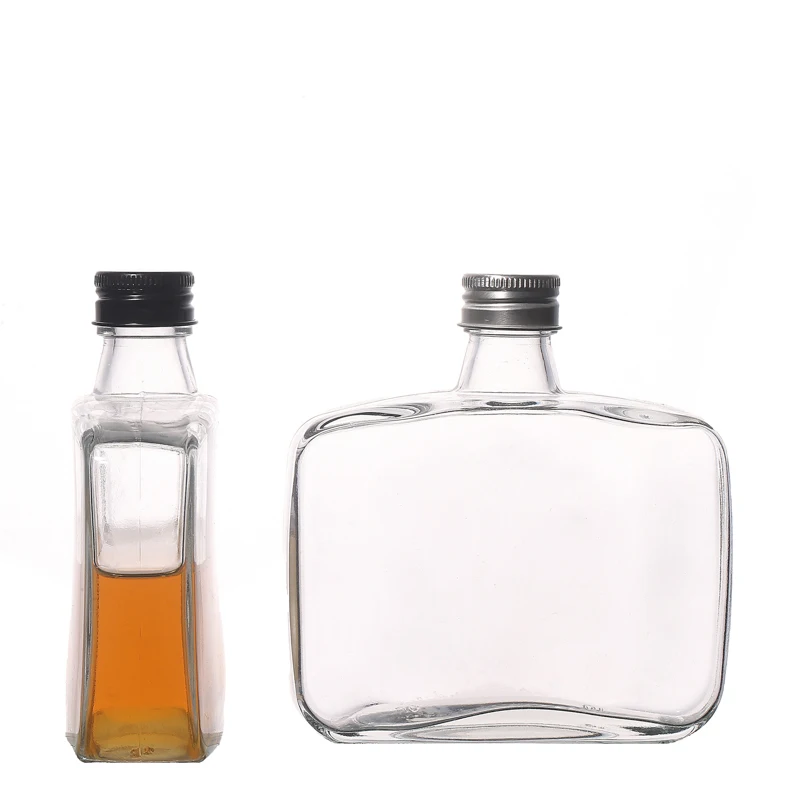 KDG Brand Custom Empty Transparent Flint Glass Bottles 250ml Juice Beverage Glass Bottle With Cap