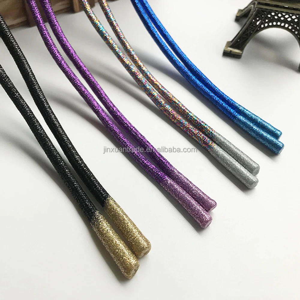 125 см длиной, модные блестящие пятнистые металлические шнурки на заказ для толстовок