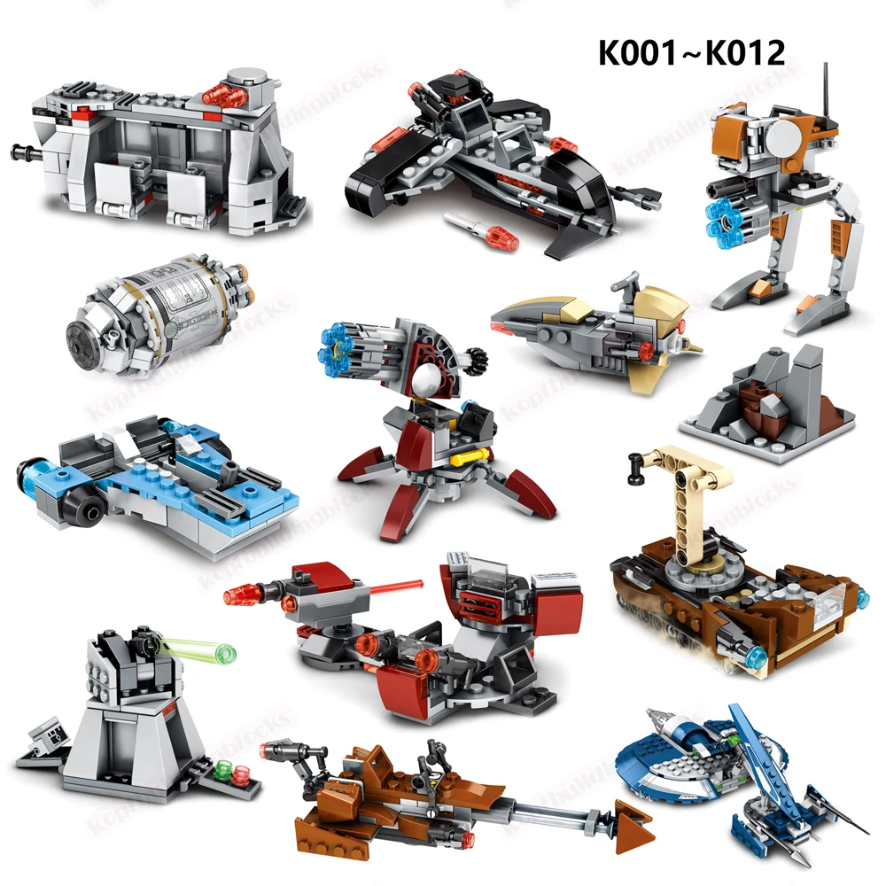 K001-K012 серия космических войн R2-D2 C-3PO солдатик джава космический корабль конструктор детский развивающая пластиковая креативная игрушка