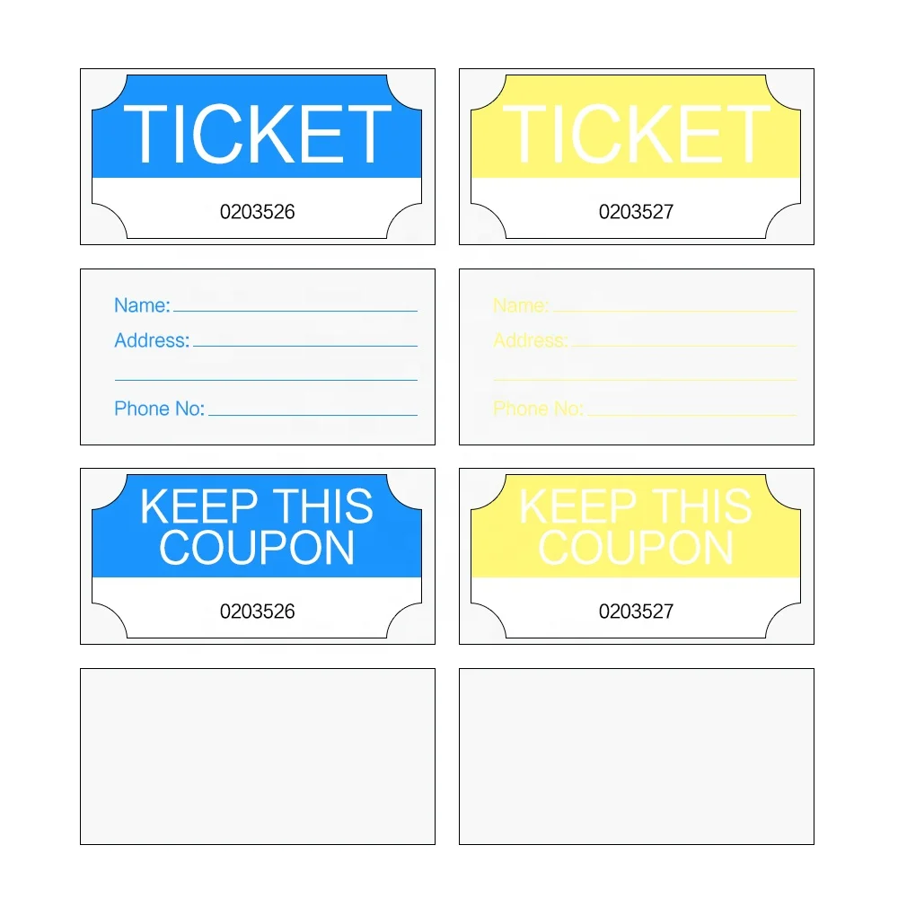 High Quality Deposit Tickets Double custom ticket roll arcade ticket roll printing for Carnival