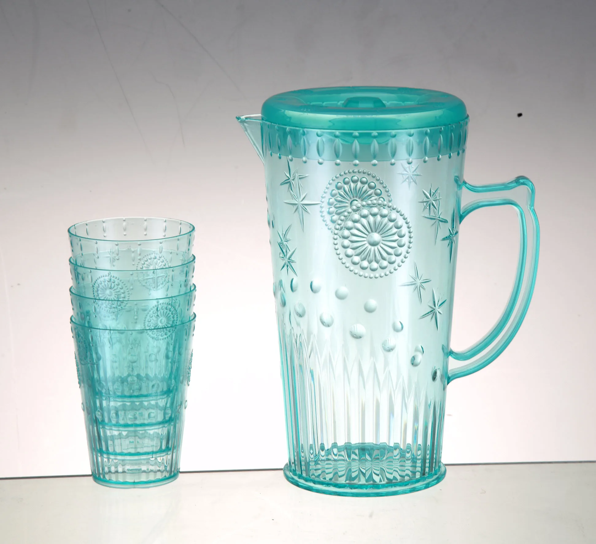 Новый стиль, высококачественный прозрачный кувшин для воды с четырьмя чашками, бутылка для воды