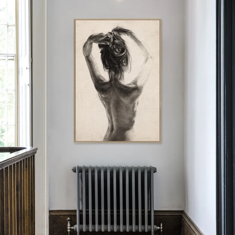 2023 Factory Hot Selling Natural Frame Creative Canvas Art Real Shoot of Nude Woman Back Wall Art for Home Decor Wall Decoration