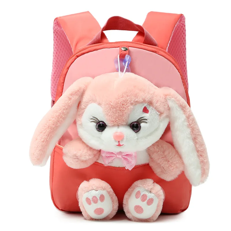 2023 Manufacturer Wholesale Cute Cartoon Doll Pink Rabbit Plush Small Backpack Animal Toy School Bags