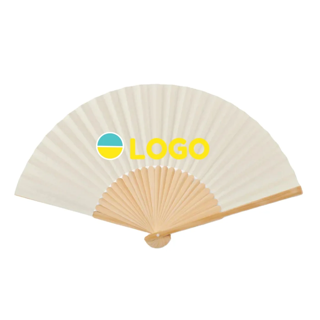 Custom Printed Nature Wooden Hand Held Fan Foldable Wood Spanish Solid Color Hand Fan