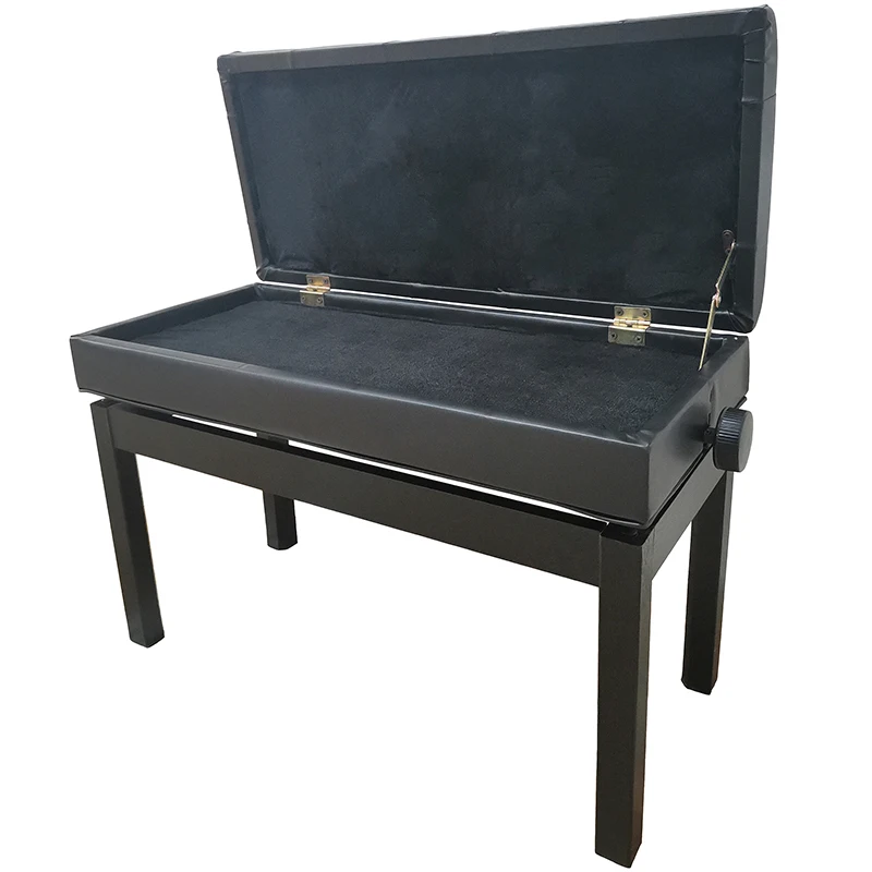 Classical Double Piano Stool Duet Keyboard Bench Storage Wide Seat Faux Leather Black Piano Stool Bench