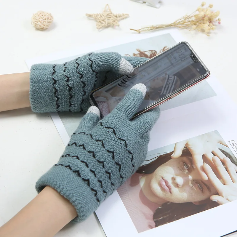 2019 Winter Magic Gloves Touch Screen Women Warm Stretch Knitted Mittens Gloves