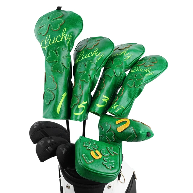 Wholesale Golf Head Covers Embroidery PU Leather Fairway Hybrid Utility Driver Golf Headcovers Club Golf Accessories