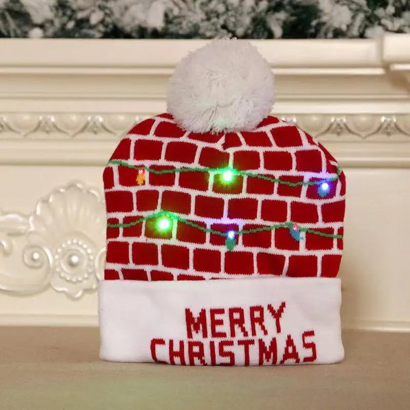 Good Quality Fashion Led Beanie party Led Hats  Light up Xmas Beanie Knitted Cap Unisex Winter Hat for Christmas