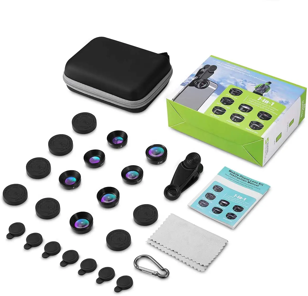 7 in 1 Phone Lens Mobile Camera Accessories Smartphone Lenses External Wide Angle Macro Fisheye Zoom Lens kit