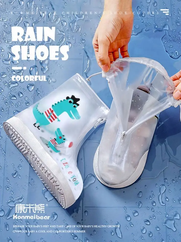
2021 Foldable Non-Slip Safety Waterproof Children Rain Boot PVC Rain boot Cover 