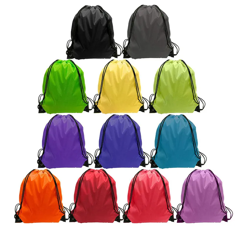 Custom Polyester Drawstring Backpack Foldable Back Pack Ultralight Sport Swimming Draw String Bags