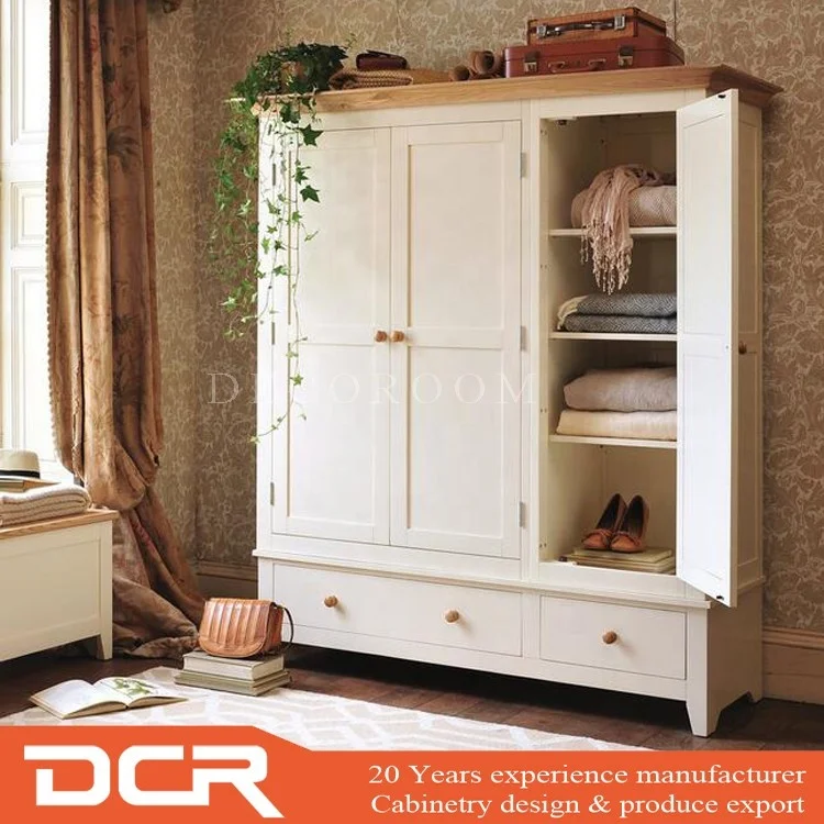 Hot sale solid wood mdf plywood foldable modern bedroom white lacquer hinged door wardrobe