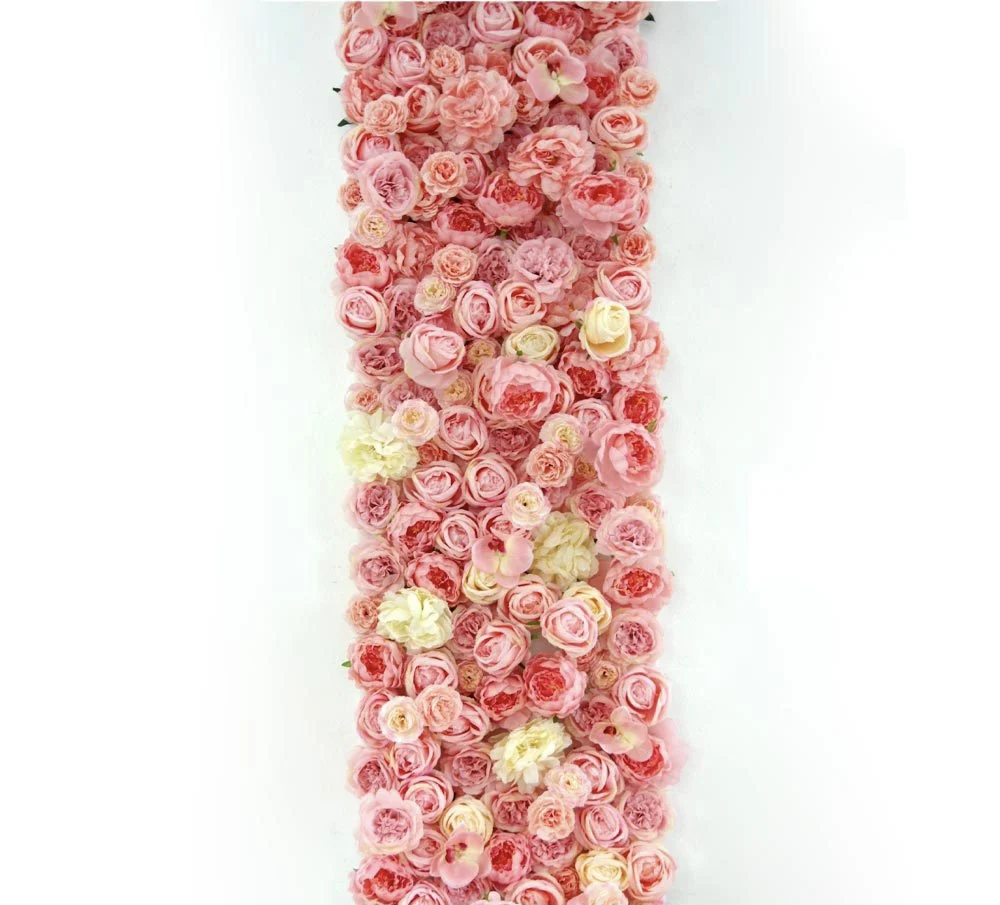 Custom 3D Pink Flowerwall Wedding Artificial Silk Rose Flower Wall Panel Backdrop Artificial Flowers Decorative Flowers For Wall