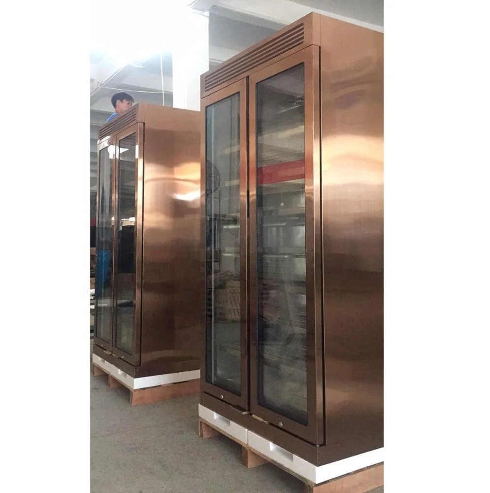 Commercial Double Tempered Glass Door Compressor Wine Cooler Refrigerator Stainless Steel for Bar