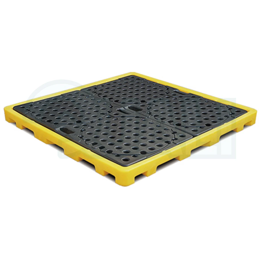 1240*1240 Plastic Spill Pallet Warehouse System Leak proof Tray Yellow And Black Spill Pallet Containment