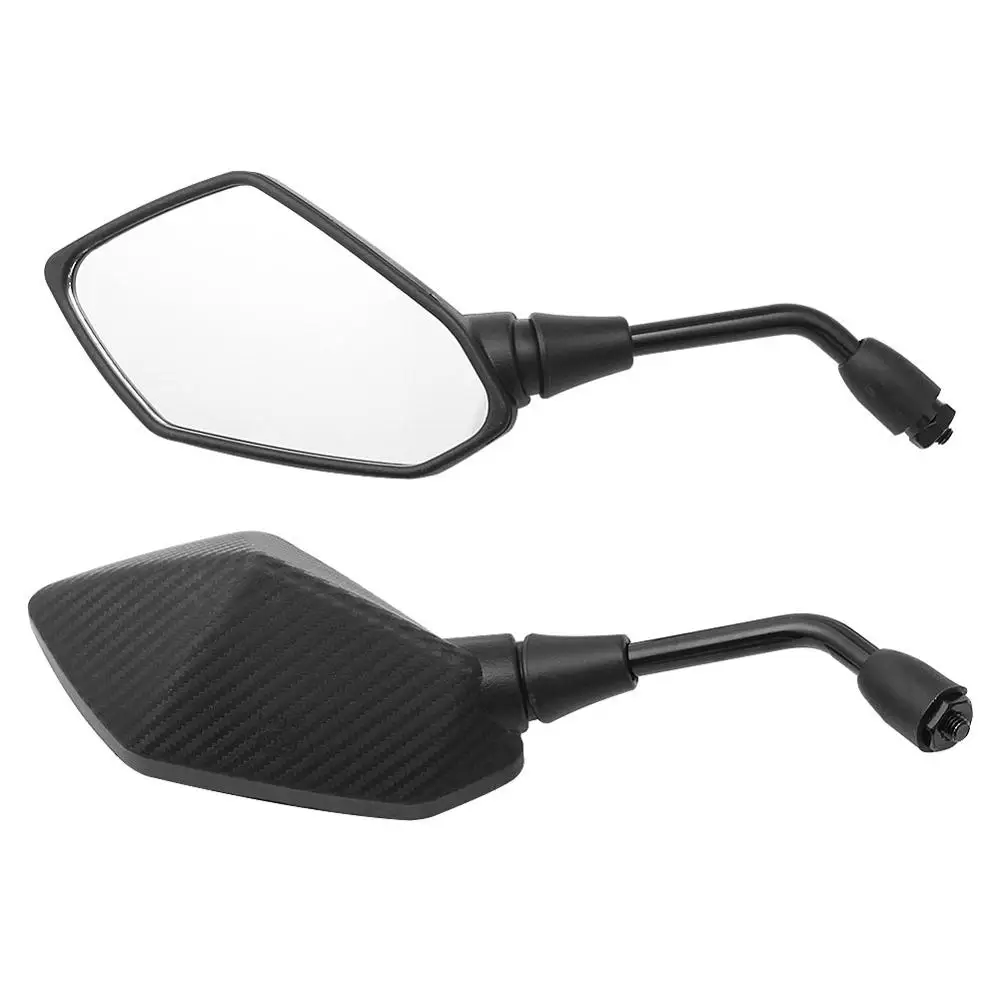2Pcs Universal Motorcycle Mirror Scooter E-Bike Rearview Mirrors 8mm 10mm Carbon Fiber