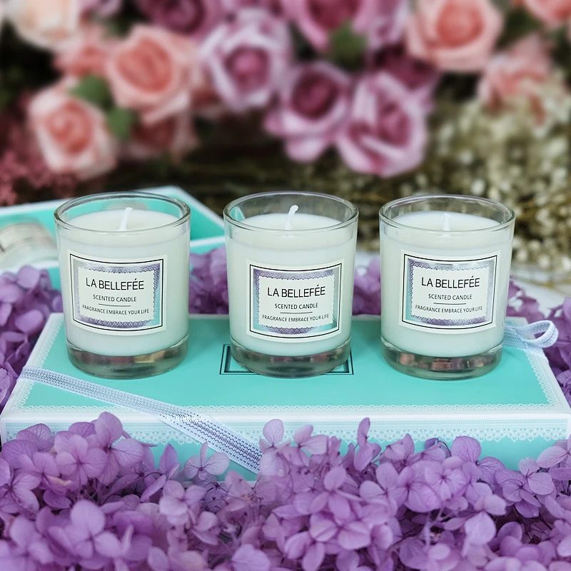 Custom Label Glass Jar Natural Fragrance Scented Soy Wax Candle