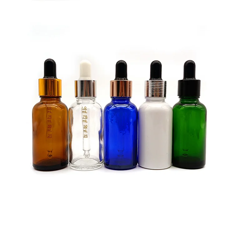 Wholesale Custom Glass Bottle Cosmetic Essential Oil Glass 1 oz Dropper Bottle