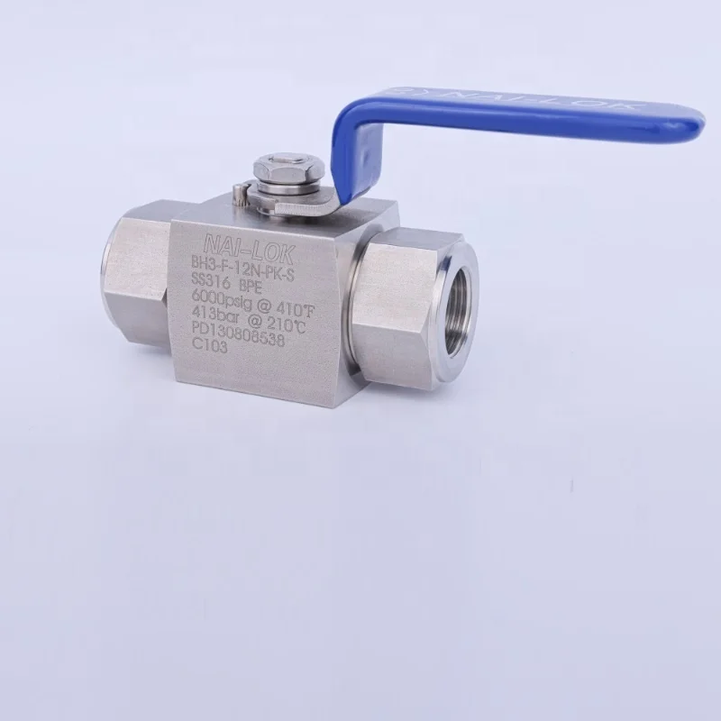NAI-LOK Stainless Steel Forged 6000psi High Pressure 2-Way Double Ferrule Compression Fittings 1 inch CNG Ball Valve for Gas