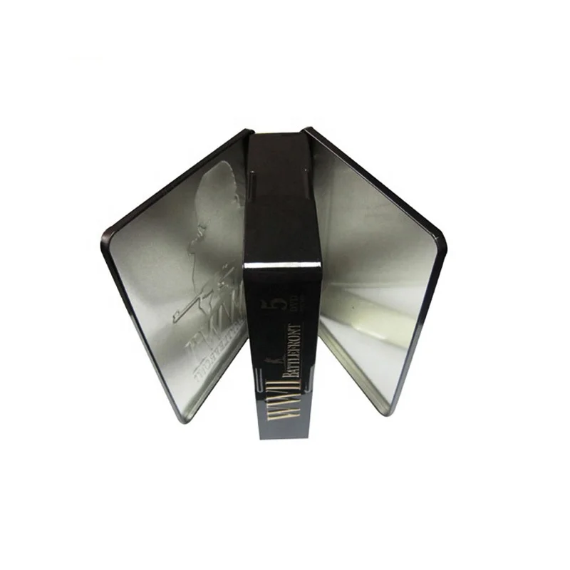 rectangular metal CD/DVD tin box