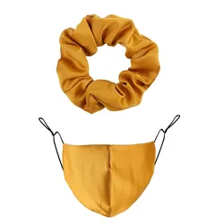 Amazon new style pure color silk face-mask hair tie combo set dustproof face-mask customizable set
