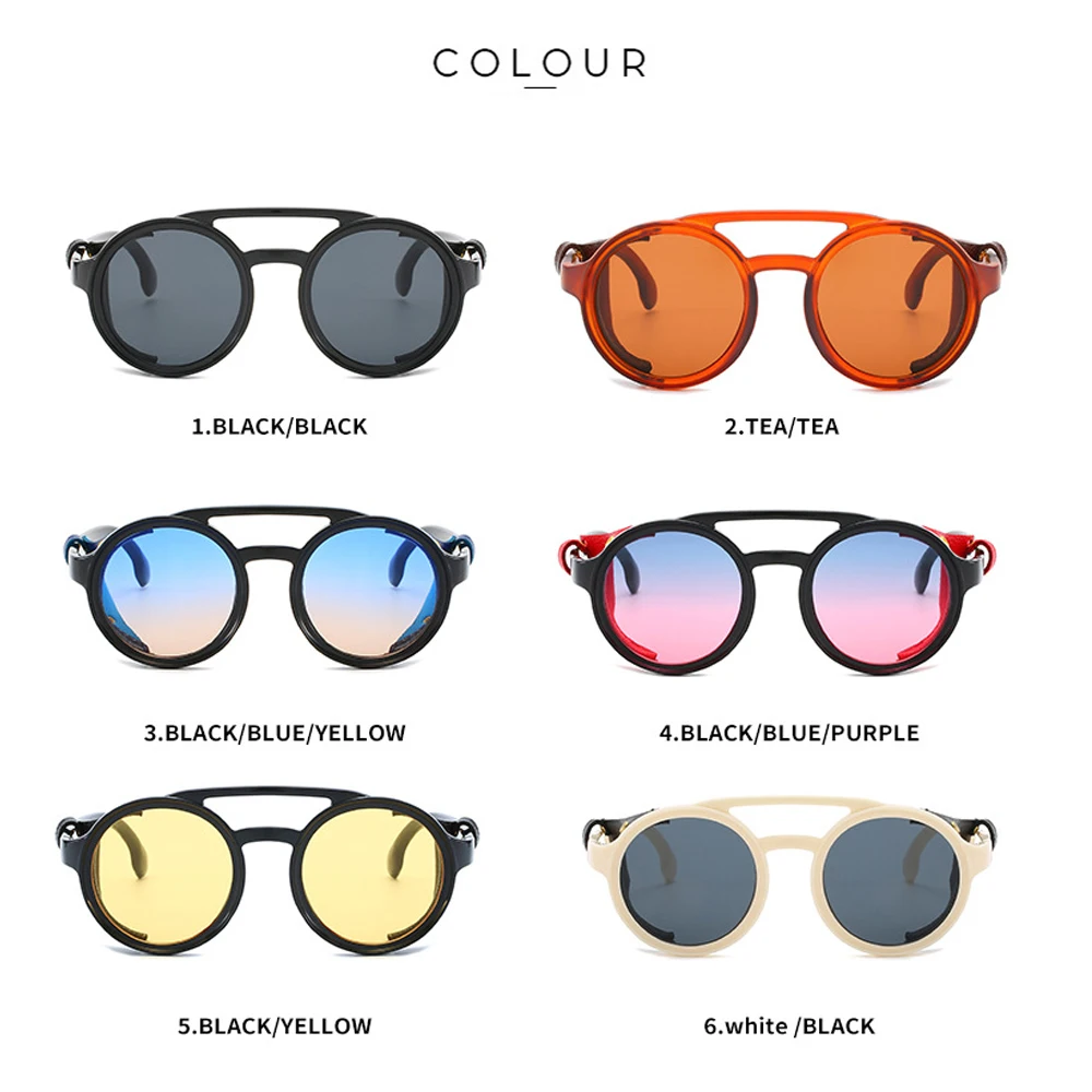 Custom logo Fashion Stylish UV400 Men Women Steam Punk Wind Proof Eyeglasses Designer Sunglasses