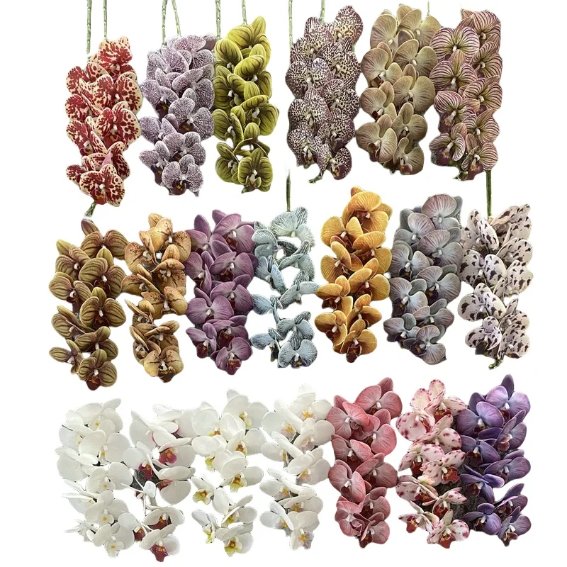 New Nine Heads real touch butterfly orchids for wedding ceiling home decoration orchid artificial flower ornaments arrangement