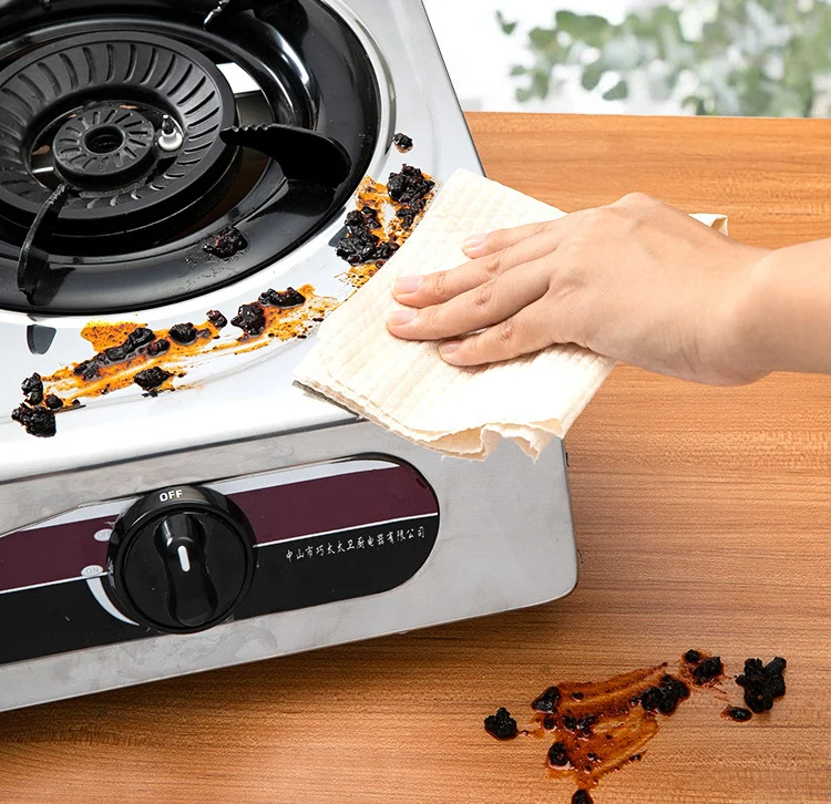 Zero Waste Pano De Microfibra Woodpulp Spunlace Cleaning Wiping Rags Dishcloth Towel Kitchen Daily Dish Towel for Household