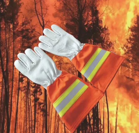 High-quality Heat Resistant Forest Fire Fighting Gloves with Long Sleeve Reflective Strip Fire Resistant Welder Gloves