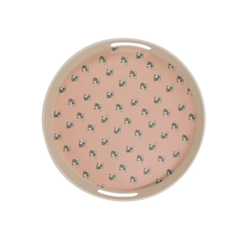 Food Serving Tray with Handle Fancy Non Slip Food Melamine Plastic Wholesale Custom Premium Round Shape
