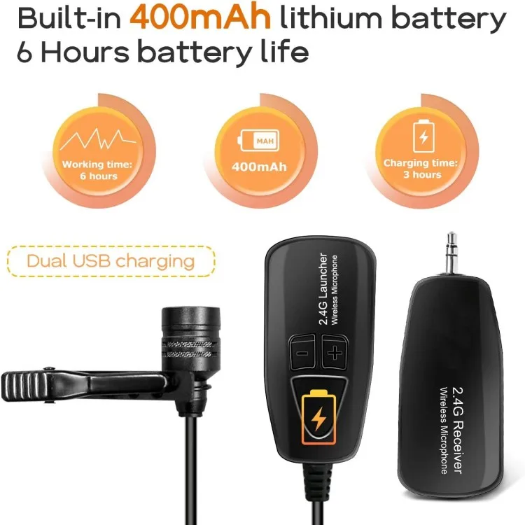 High Quality Manufacturer 2.4G Wireless Lavalier Microphone Professional Lavaliver Collar Mic