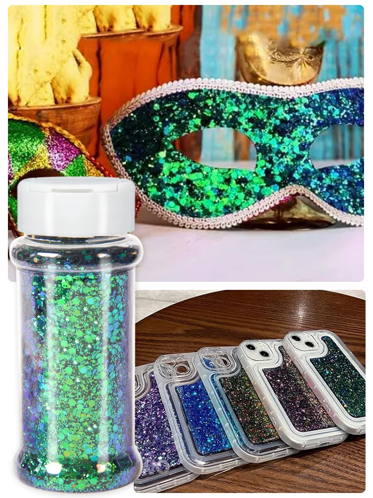 Chunky Glitter Mix Color Shifting Glitter Chameleon Flake Multichrome Chrome Mirror Effect Chameleon Glitter For Nail Face