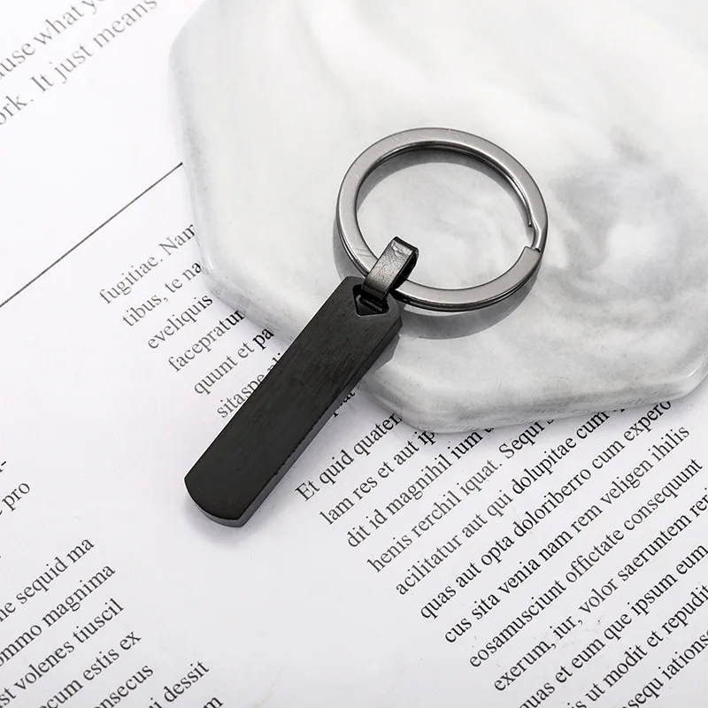 Hot Selling In Factories Engrave Stainless Steel Key Chain Mirror Polished Rectangle Bar Pendant Key Chain