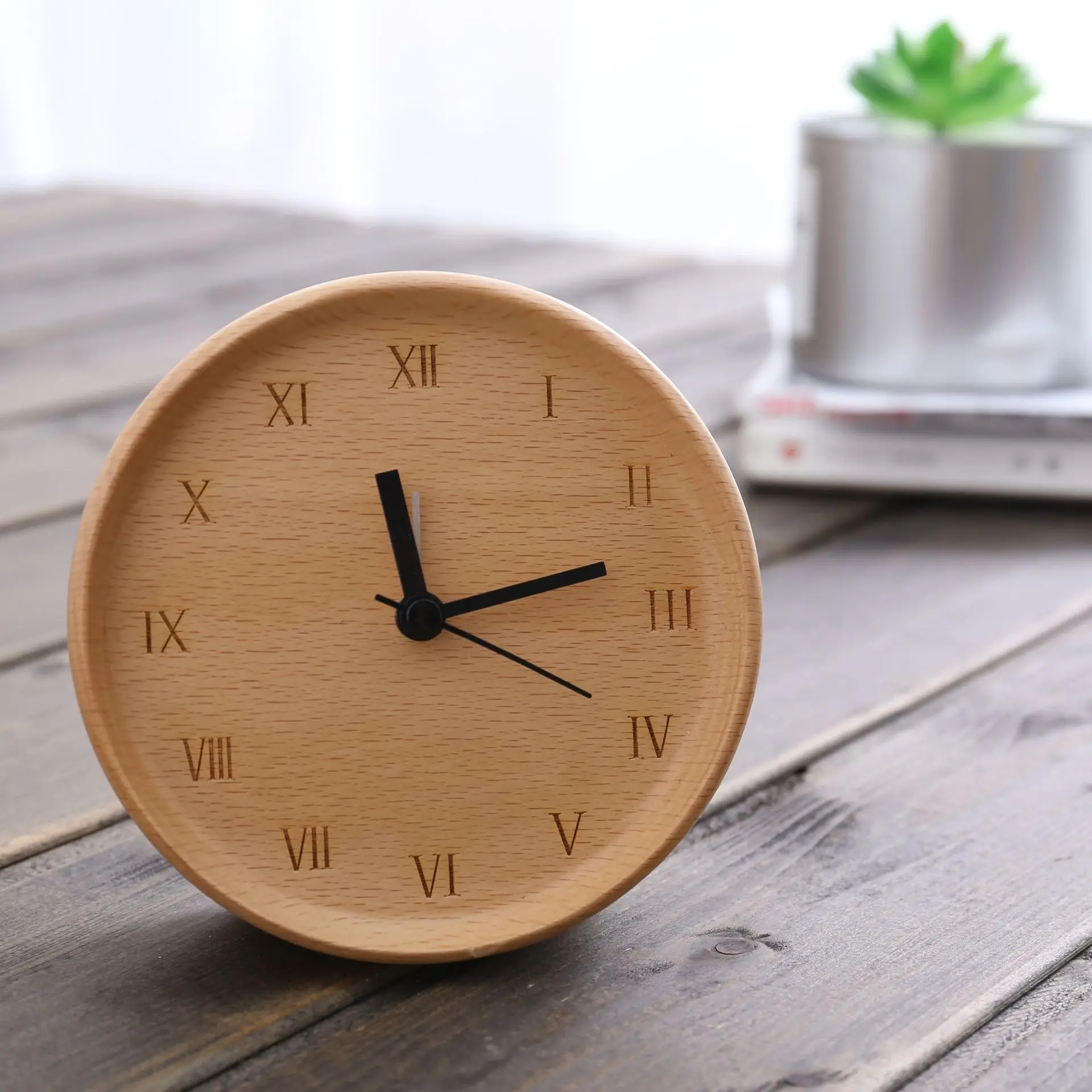 Wholesale wooden alarm clock Office Desktop Table Clocks wooden clock
