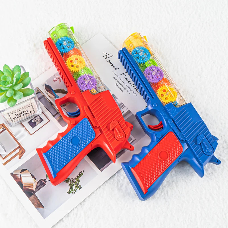 2021 Multi mode switching vibration gun realistic transparent gear mechanical interesting toy guns with sound and light CPC